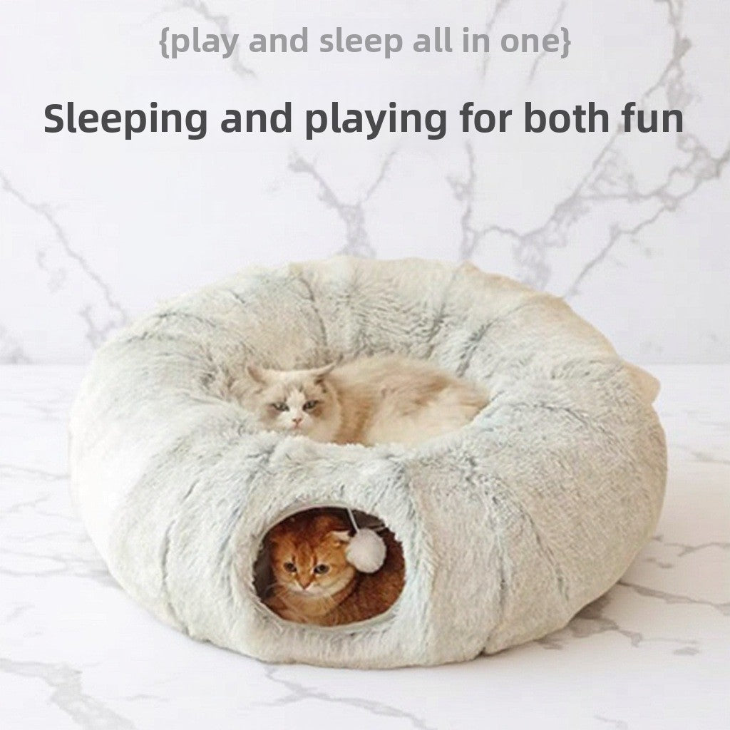Cozy Cave™ Plush Tunnel Bed for Cats